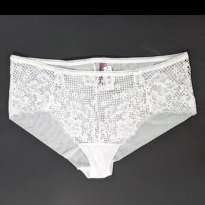 Adore Me Plus Size Hipster Panty 1X Women NEW White Lace Sheer Underwear